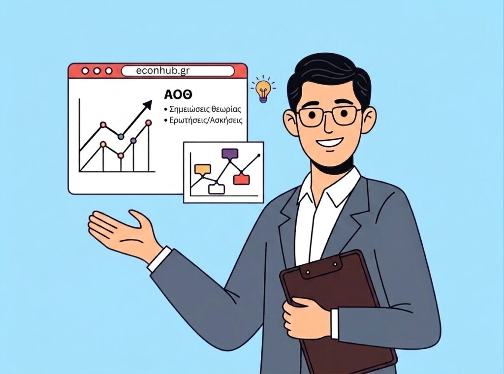 Σκίτσο με θέμα το ΑΟΘ στο econhub.gr, με γραφήματα, σημειώσεις θεωρίας και ασκήσεις.
